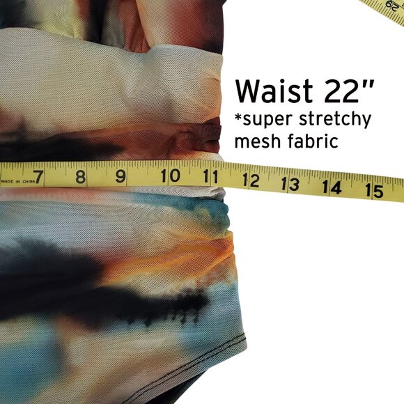 SHEIN BAE NWT Mesh Tie Dye Multicolor Ruched Halter Bodysuit Size S (4) - Picture 14 of 16